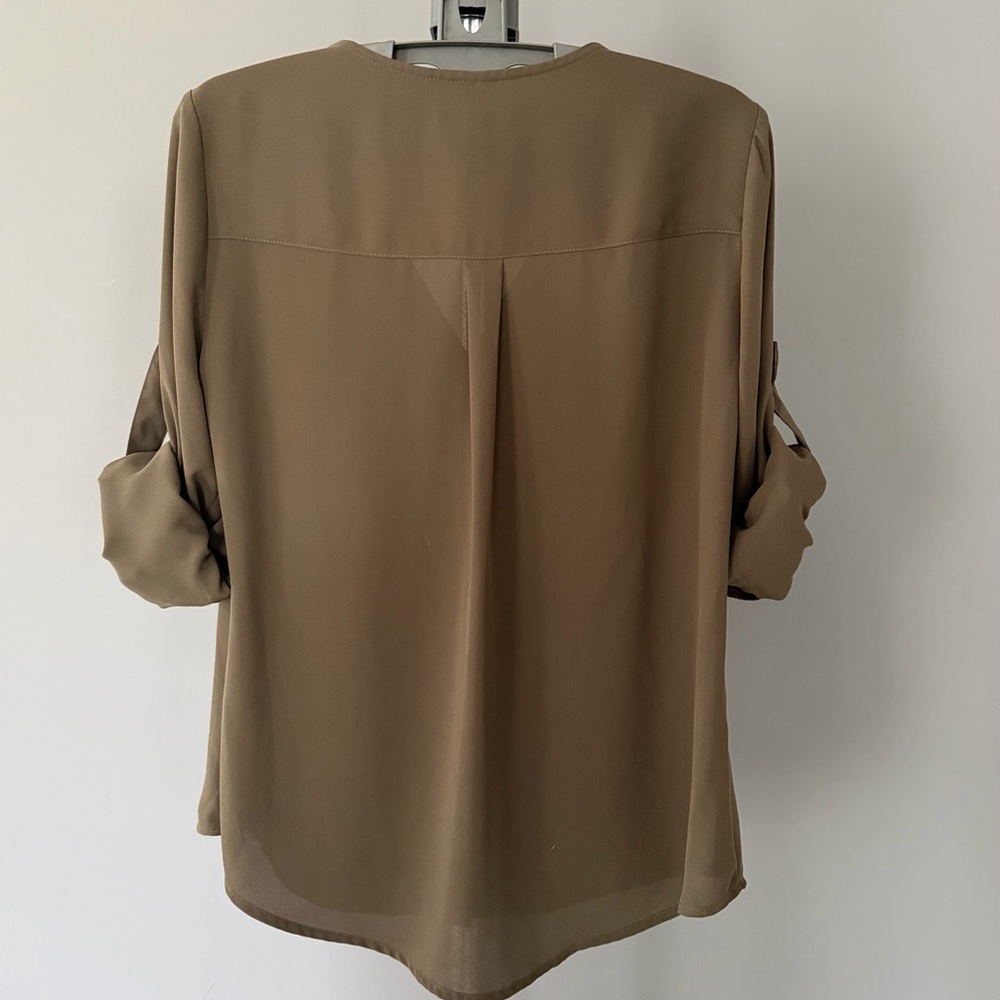 Express Olive Green Button Front Blouse - image 5